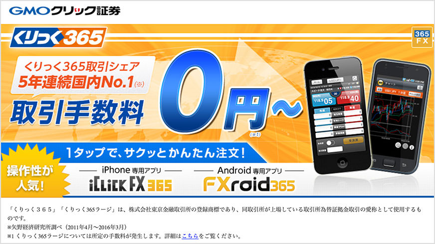 GMOクリック証券はくりっく365取引手数料0円〜