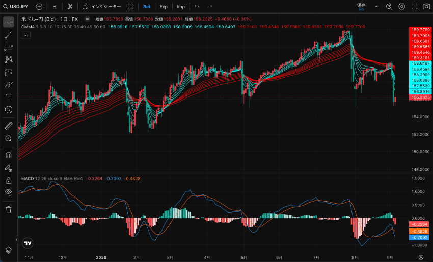 SBI FXトレードのTradingViewチャート画面 SBI FXトレードのTradingViewチャート画面