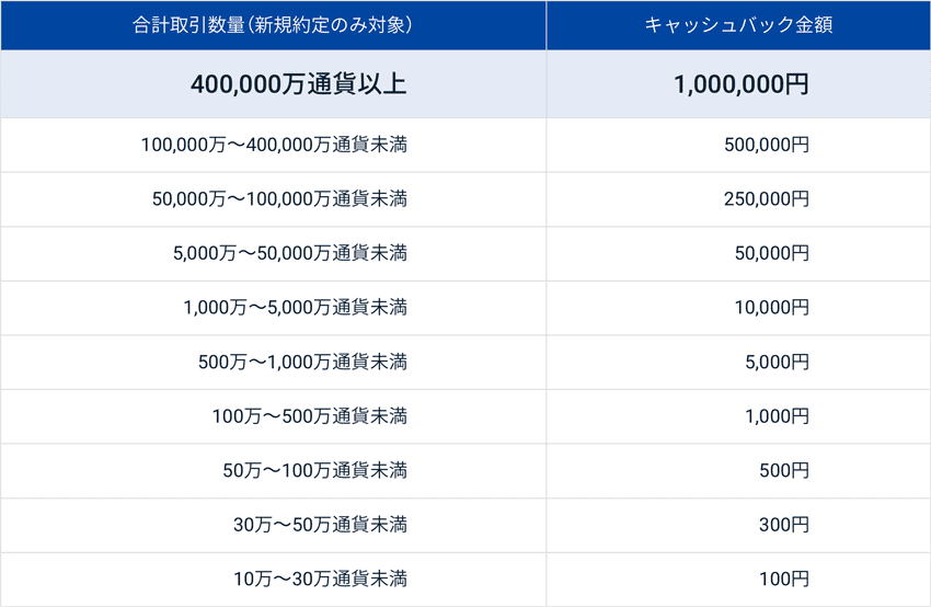 最大100万円キャッシュバックの内訳