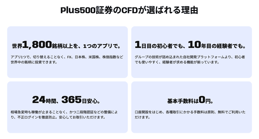 Plus500証券のCFDが選ばれる理由