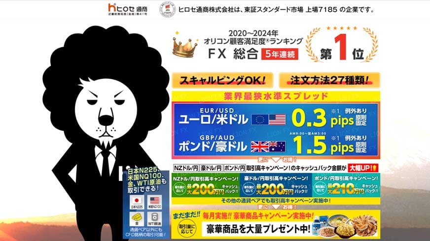 ヒロセ通商|2020年〜2024年オリコン顧客満足度ランキング FX総合5年連続第1位