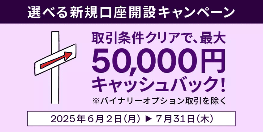 IG証券 選べる新規口座開設キャンペーン 取引条件クリアで、最大50,000円キャッシュバック!