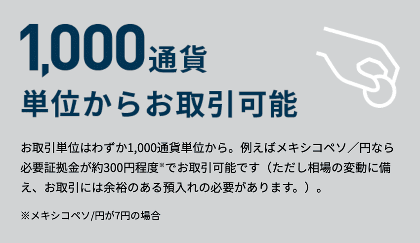 1,000通貨単位からお取引可能