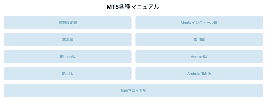 マイページではMT5のマニュアルを閲覧できる