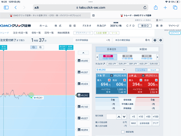 日本225（日経225）、米国30（NYダウ）もバイナリーオプションに対応！
