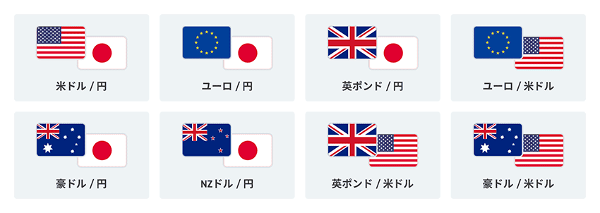 オプトレ!が提供している8通貨ペア
