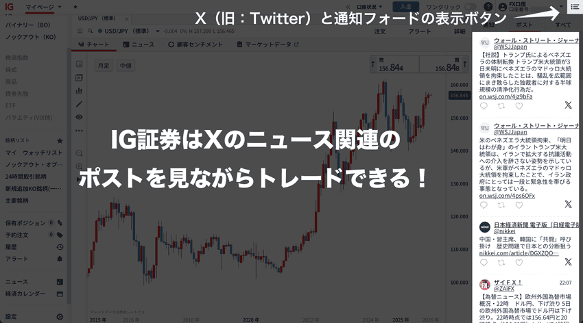 IG証券はXのニュース関連のポストを見ながらトレードできる!
